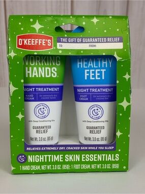 O'Keeffe's Nighttime Skin Essentials Hand & Foot Cream Duo Dry Cracked Skin 3oz